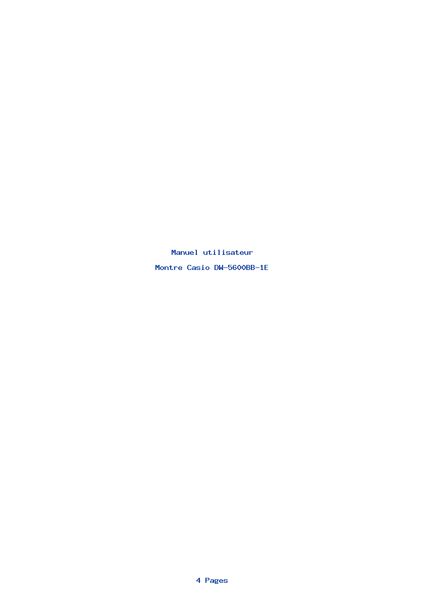 Page 1 de la notice Manuel utilisateur Casio DW-5600BB-1E