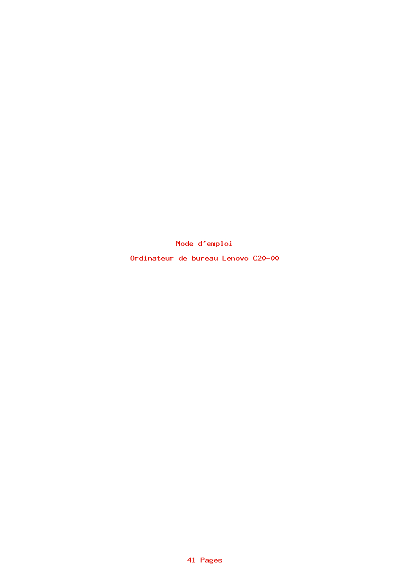 Page 1 de la notice Mode d'emploi Lenovo C20-00
