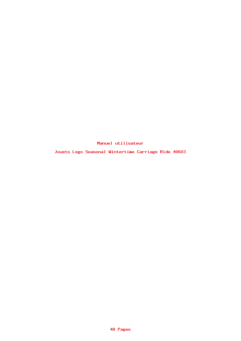 Page 1 de la notice Manuel utilisateur Lego Seasonal Wintertime Carriage Ride 40603