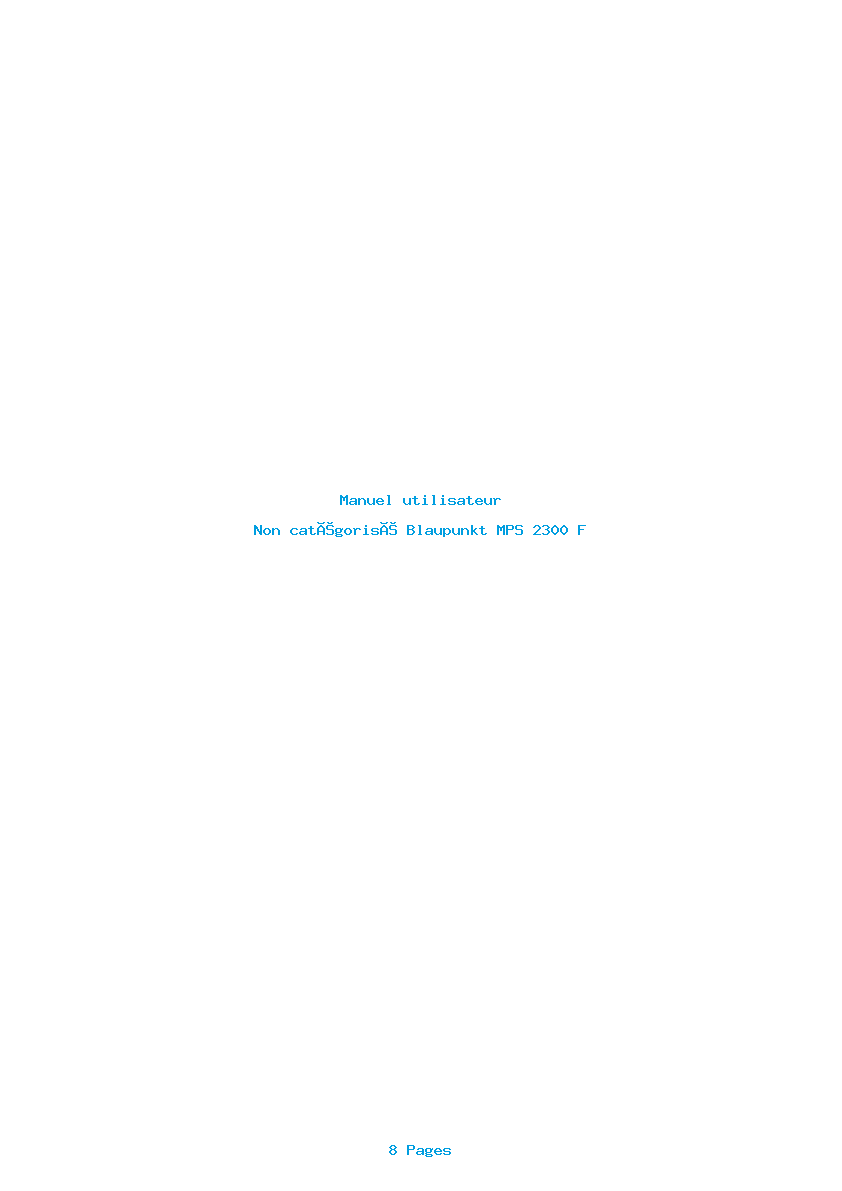 Page 1 de la notice Manuel utilisateur Blaupunkt MPS 2300 F