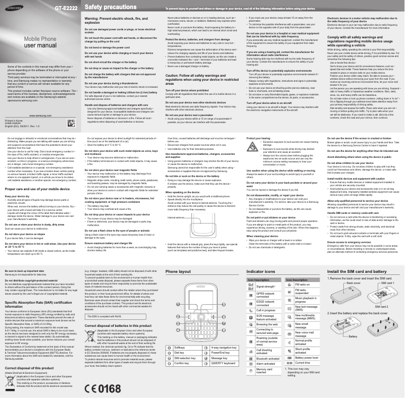 Página 1 del manual Manual de usuario Samsung Ch@t 222