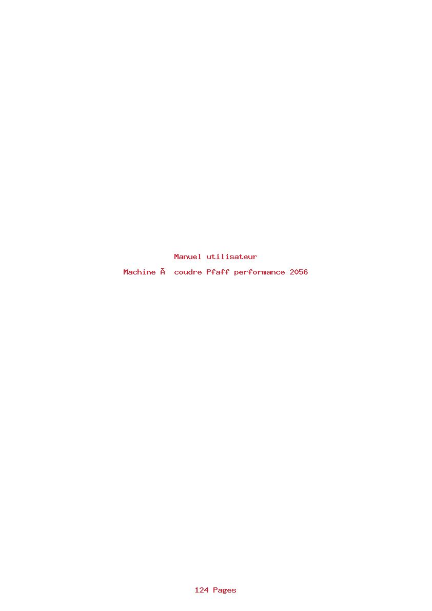 Page 1 de la notice Manuel utilisateur Pfaff performance 2056