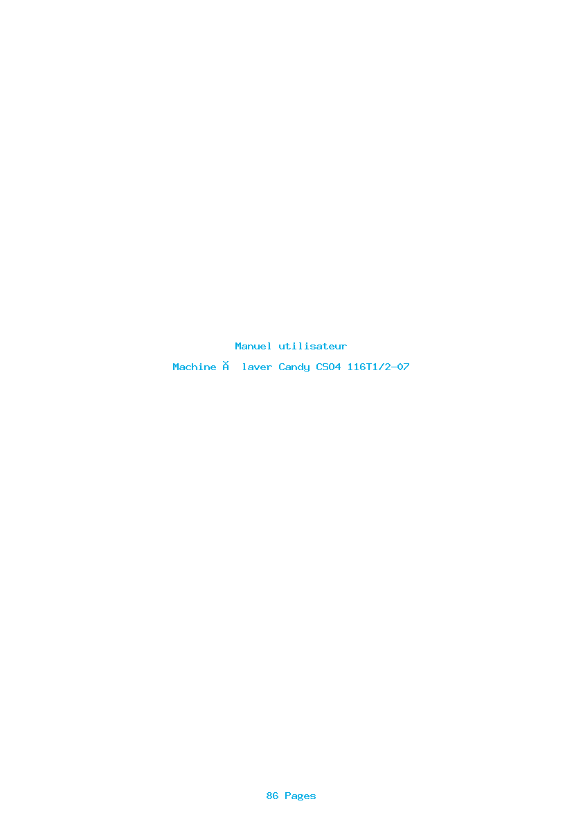 Page 1 de la notice Manuel utilisateur Candy CSO4 116T1/2-07
