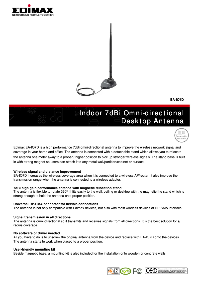 Page 1 de la notice Manuel utilisateur Edimax EA-IO7D