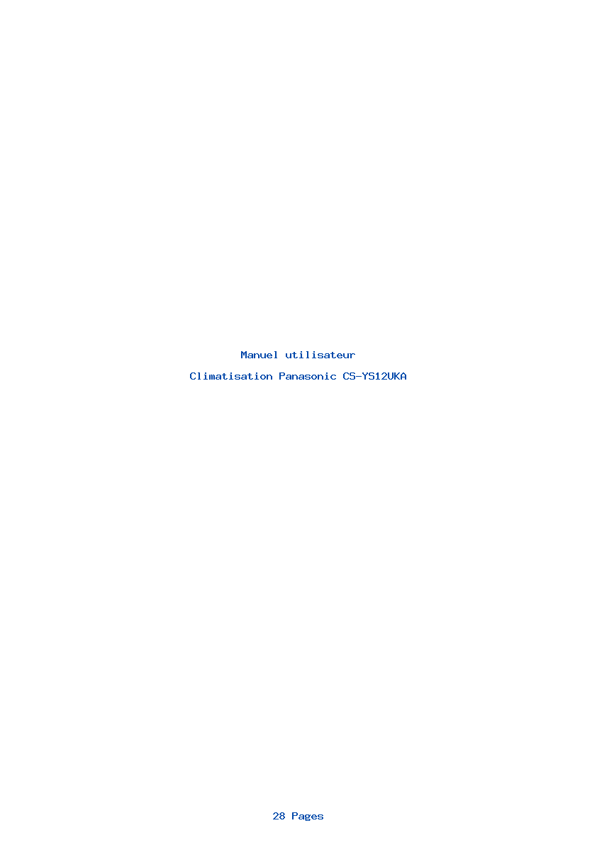 Page 1 de la notice Manuel utilisateur Panasonic CS-YS12UKA