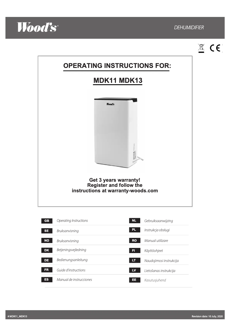 Page 1 de la notice Manuel utilisateur Wood's MDK13