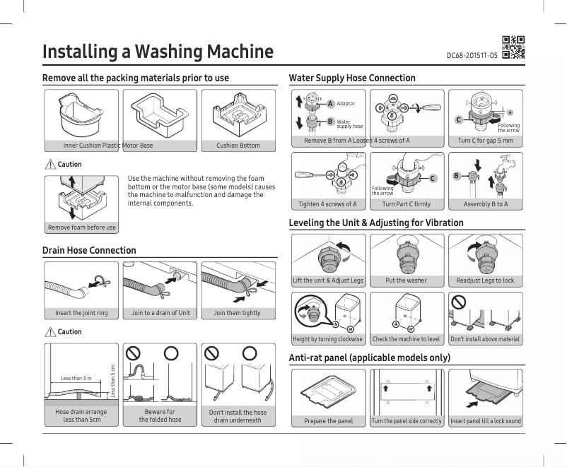 Página 1 del manual Guía de instalación Samsung WA17CG6886BV