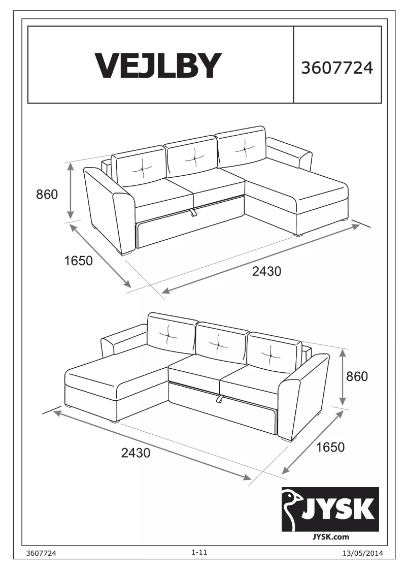 Page 1 de la notice Manuel utilisateur JYSK Vejlby
