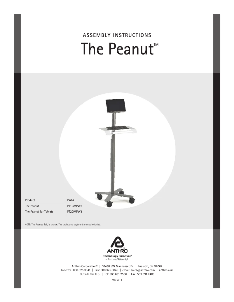 Page 1 de la notice Manuel utilisateur Anthro The Peanut