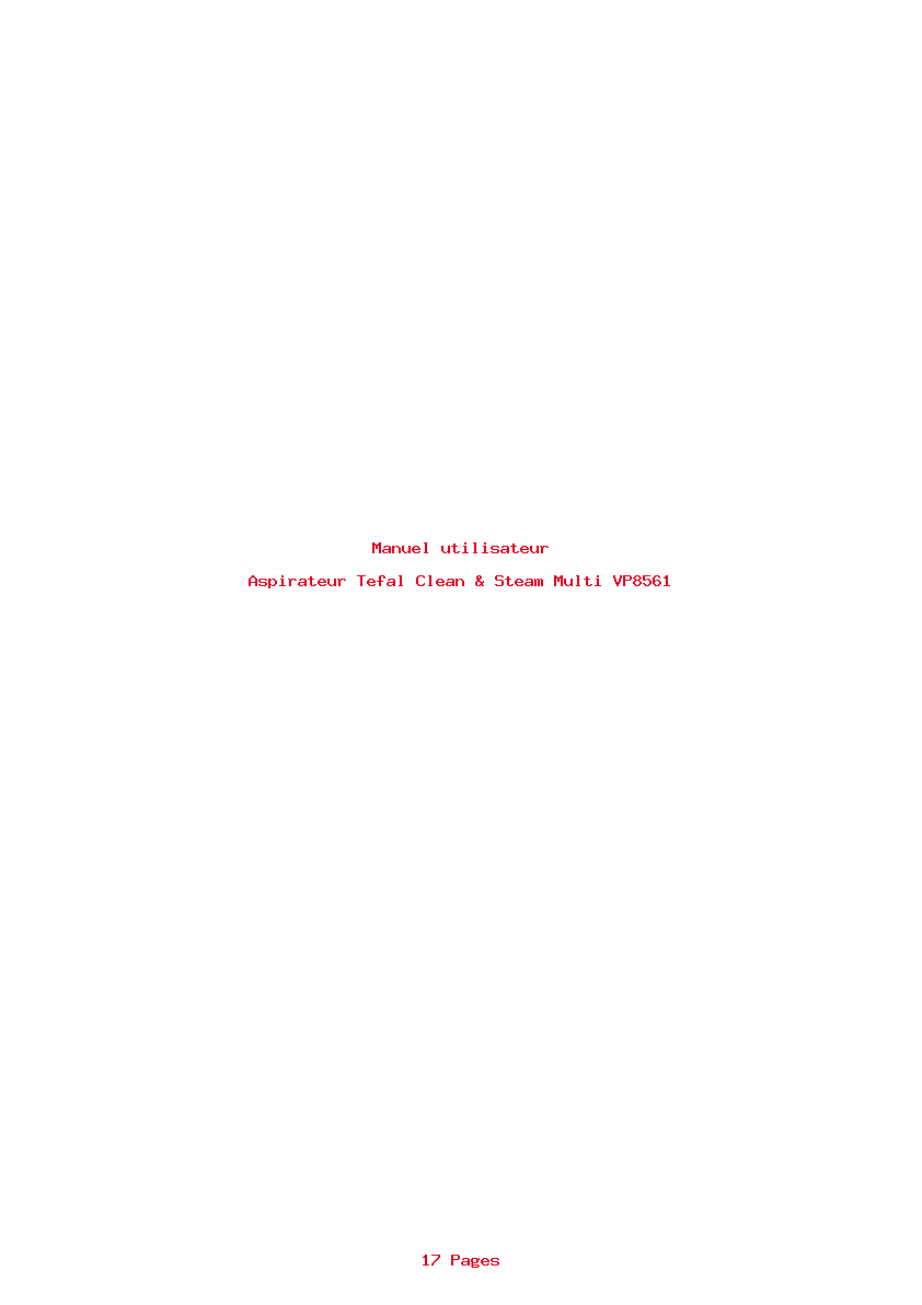 Page 1 de la notice Manuel utilisateur Tefal Clean & Steam Multi VP8561