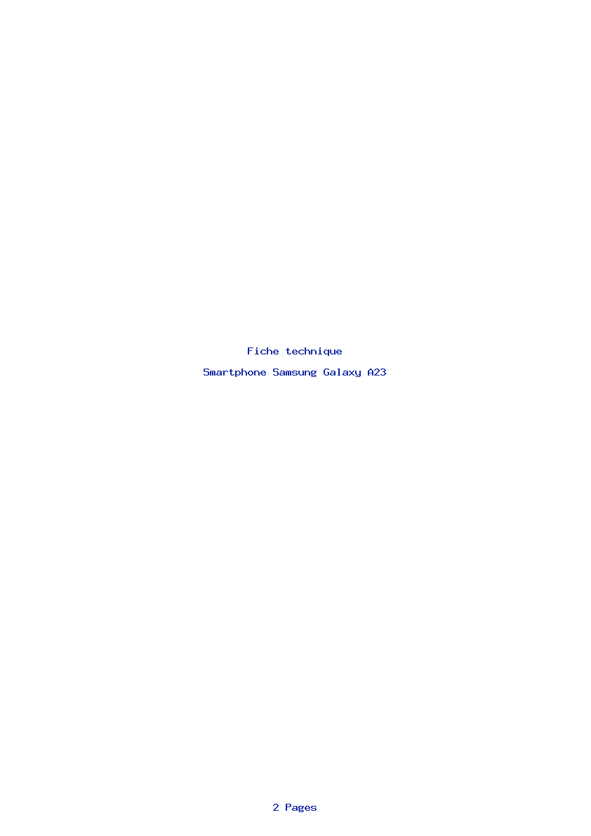 Page 1 de la notice Fiche technique Samsung Galaxy A23