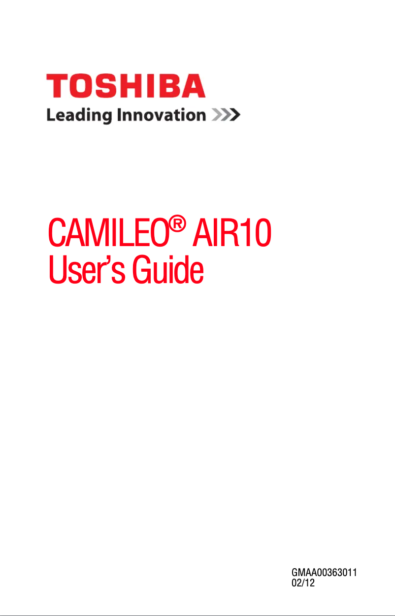 Page 1 de la notice Manuel utilisateur Toshiba Camileo AIR 10