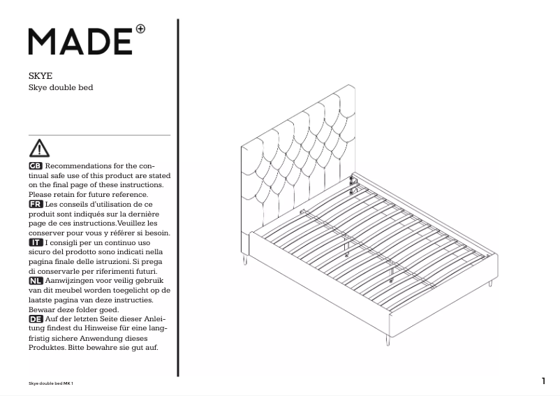 Page 1 de la notice Manuel utilisateur MADE Skye