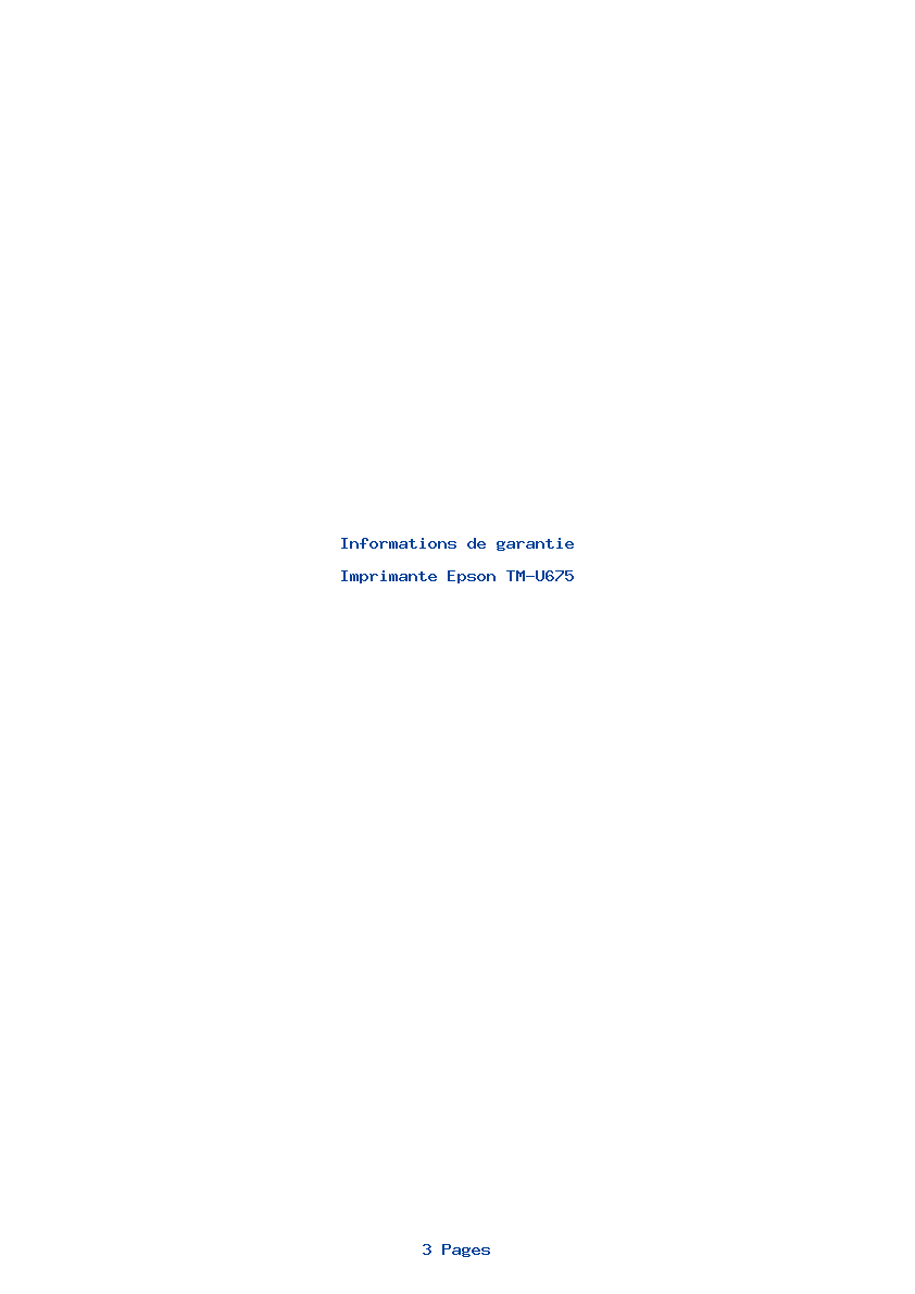 Page 1 de la notice Informations de garantie Epson TM-U675