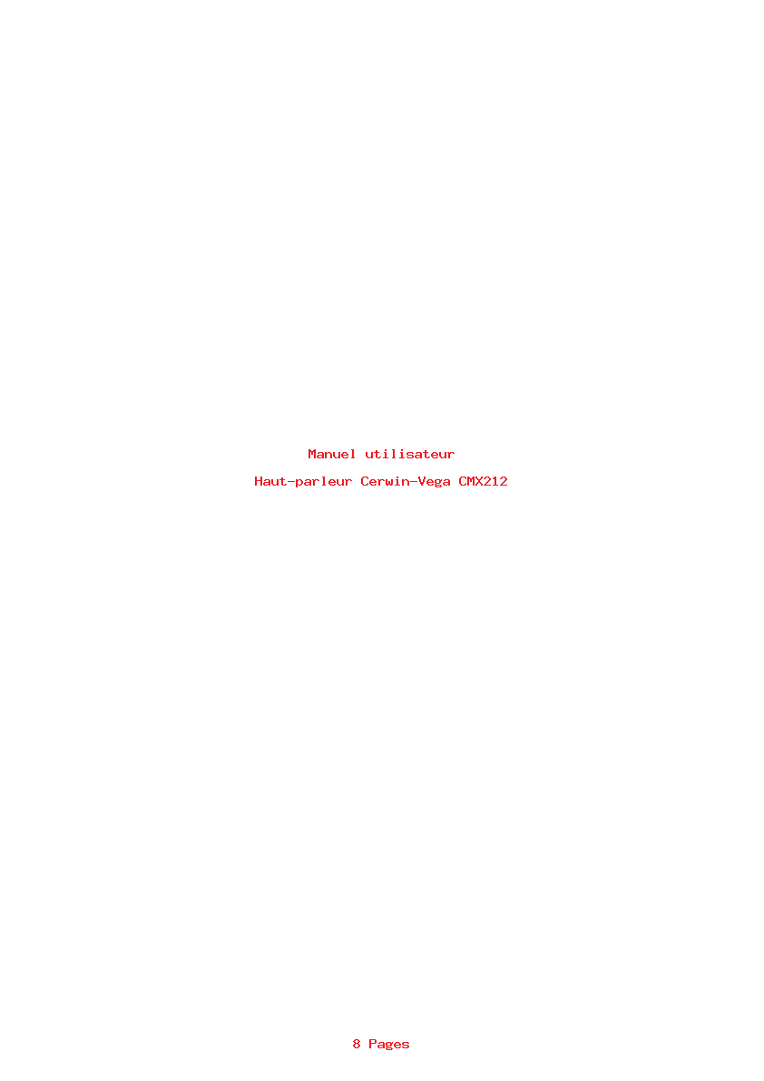 Page 1 de la notice Manuel utilisateur Cerwin-Vega CMX212