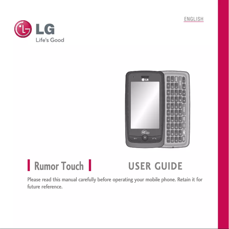 Page 1 de la notice Manuel utilisateur LG Rumor Touch VM510