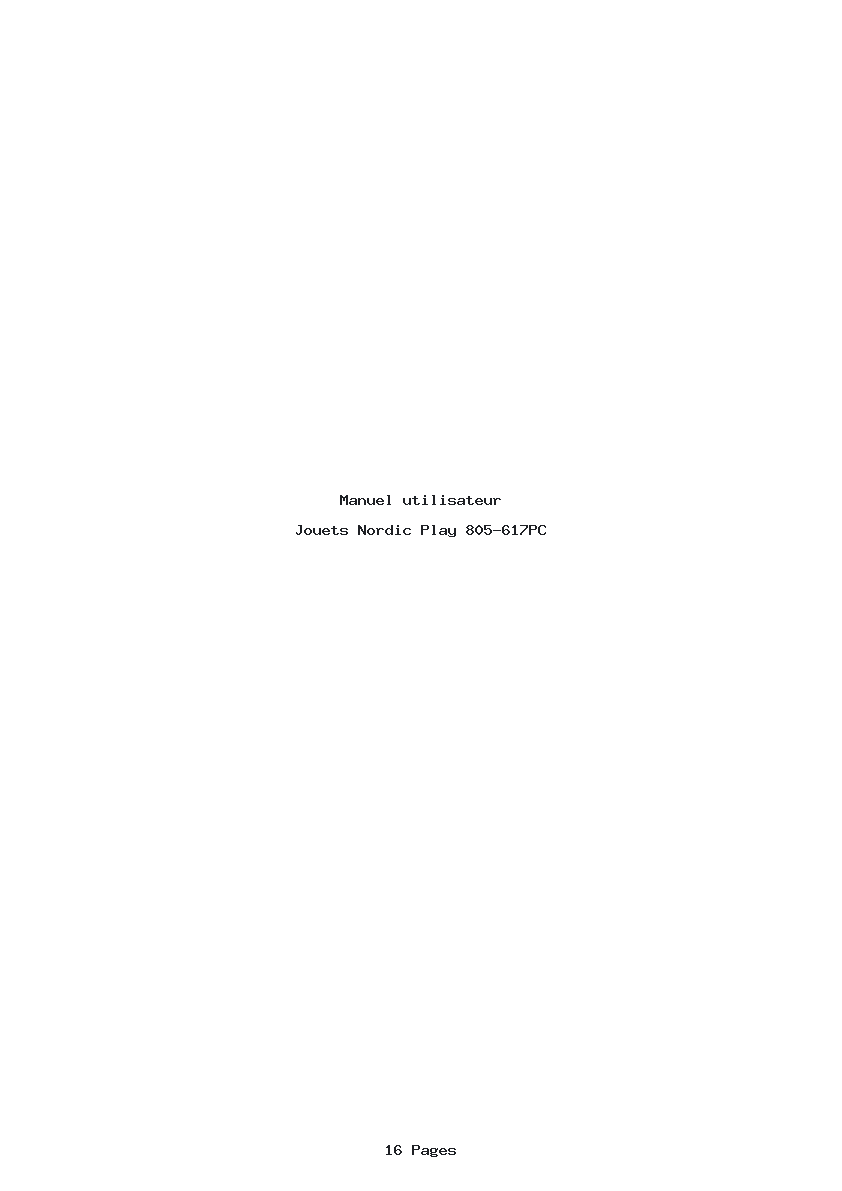 Page 1 de la notice Manuel utilisateur Nordic Play 805-617PC