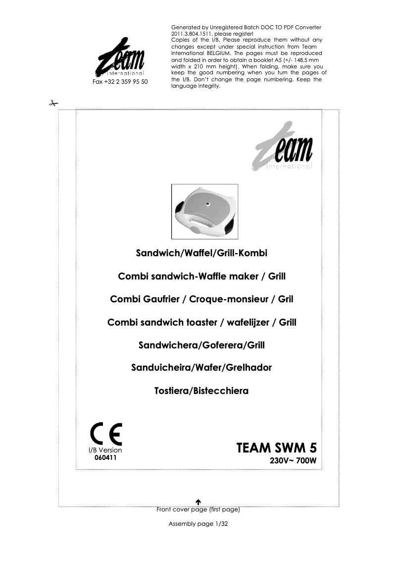 Page 1 de la notice Manuel utilisateur Team SWM 5