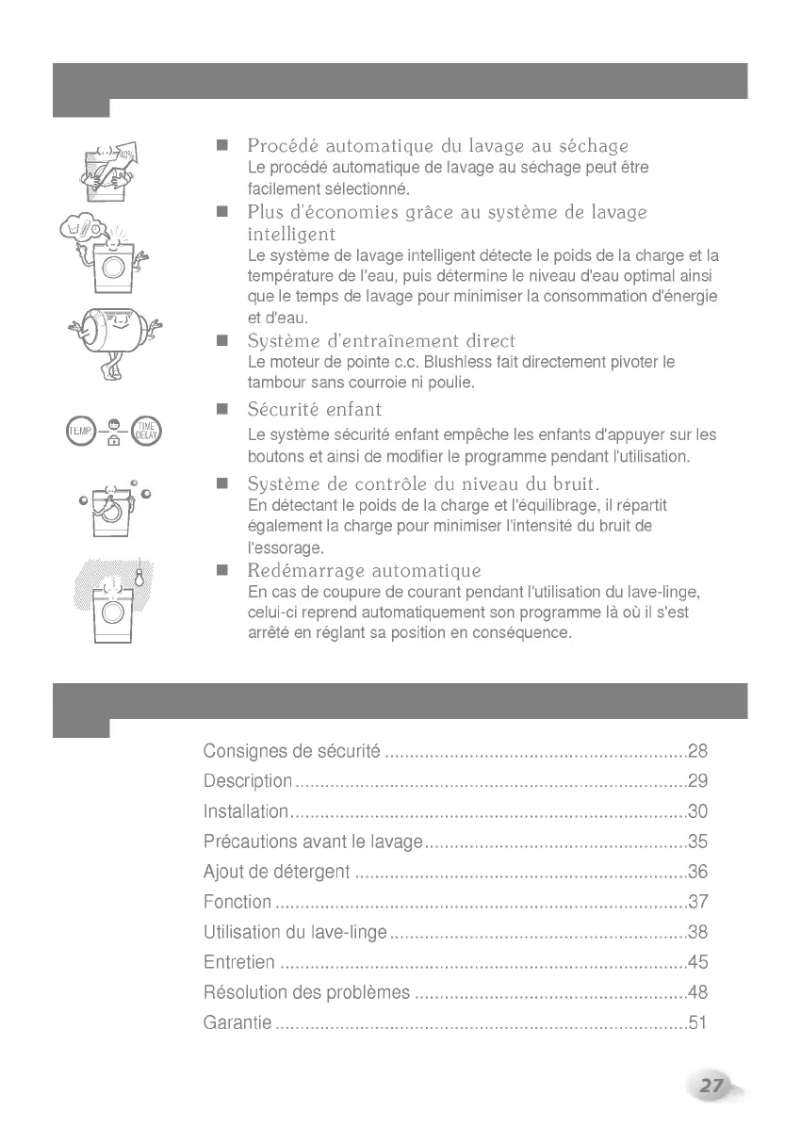 Page 1 de la notice Manuel utilisateur LG WD-1243RHD