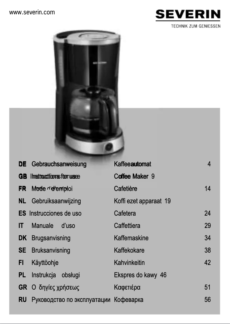Page 1 de la notice Manuel utilisateur Severin KA 4497