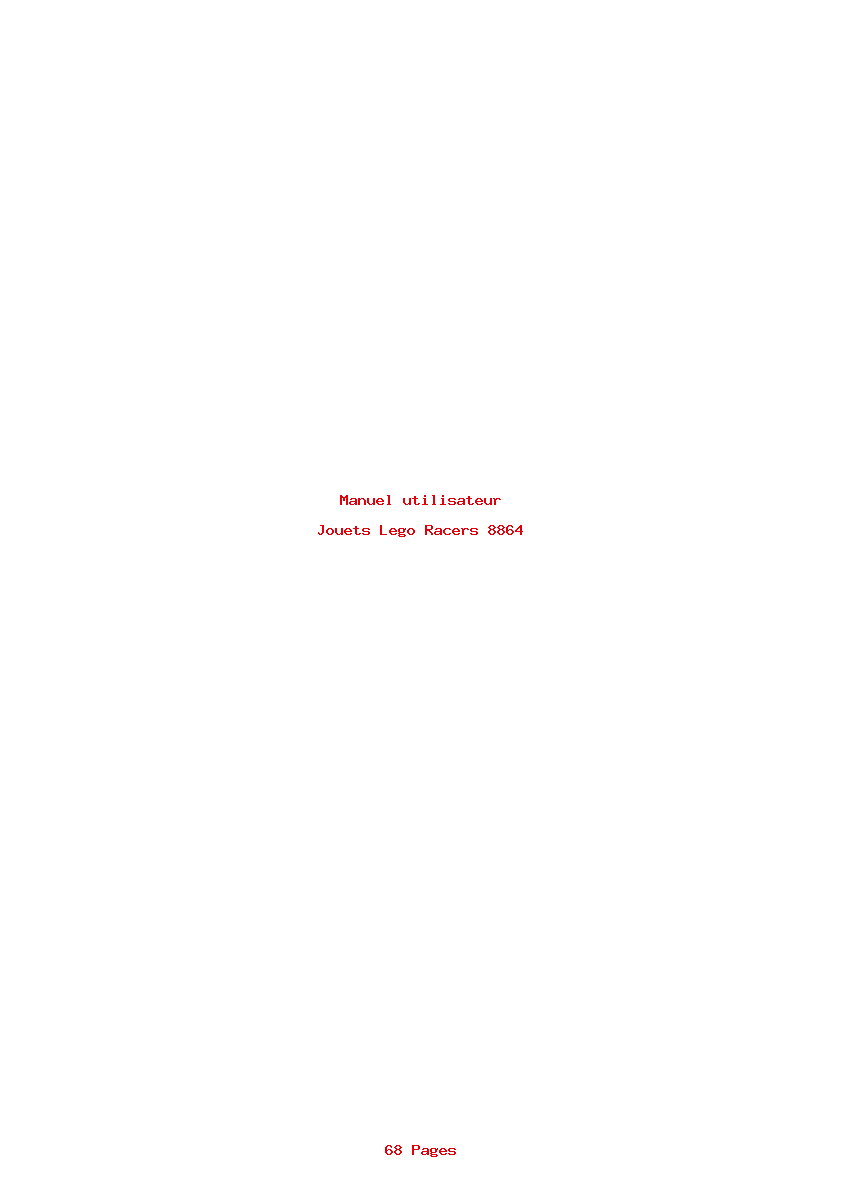 Page 1 de la notice Manuel utilisateur Lego Racers 8864