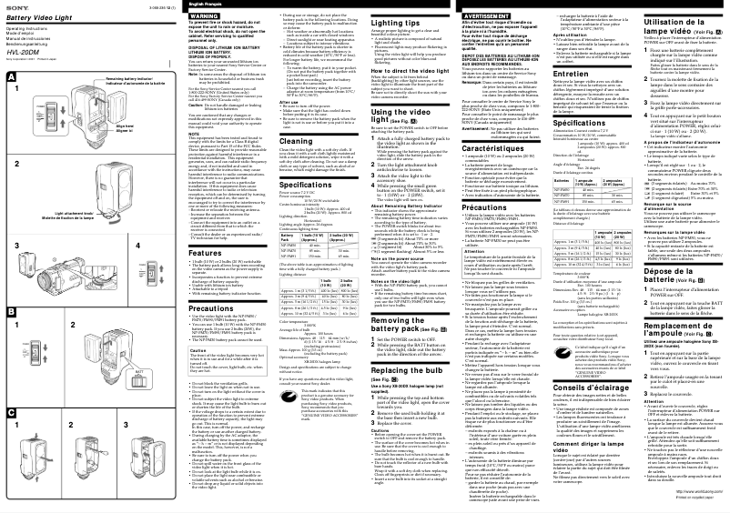 Page n°1 - Manuel utilisateur Sony HVL-20DM
