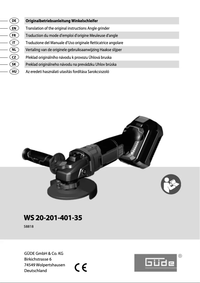 Page 1 de la notice Manuel utilisateur Güde WS 20-201-401-35