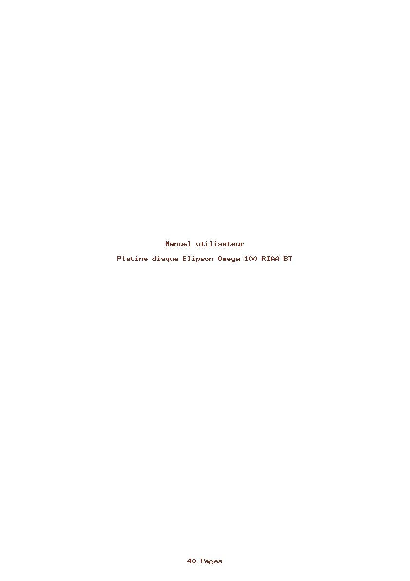 Page 1 de la notice Manuel utilisateur Elipson Omega 100 RIAA BT