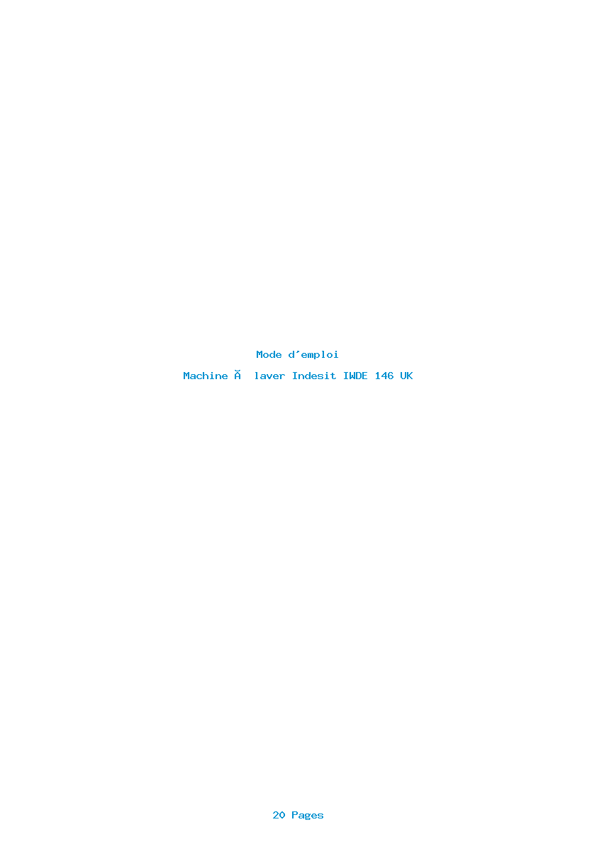 Page 1 de la notice Mode d'emploi Indesit IWDE 146 UK