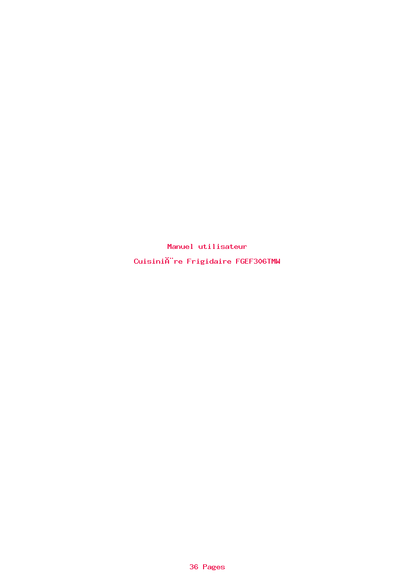 Image de la première page du manuel de l'appareil FGEF306TMW