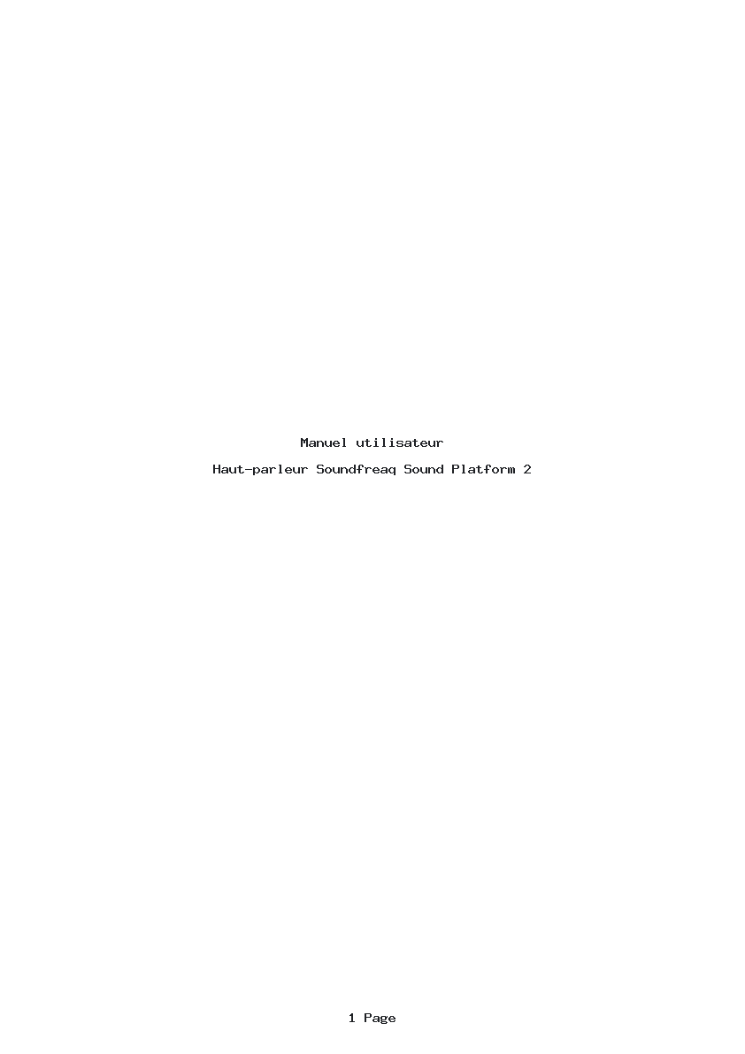 Page 1 de la notice Manuel utilisateur Soundfreaq Sound Platform 2