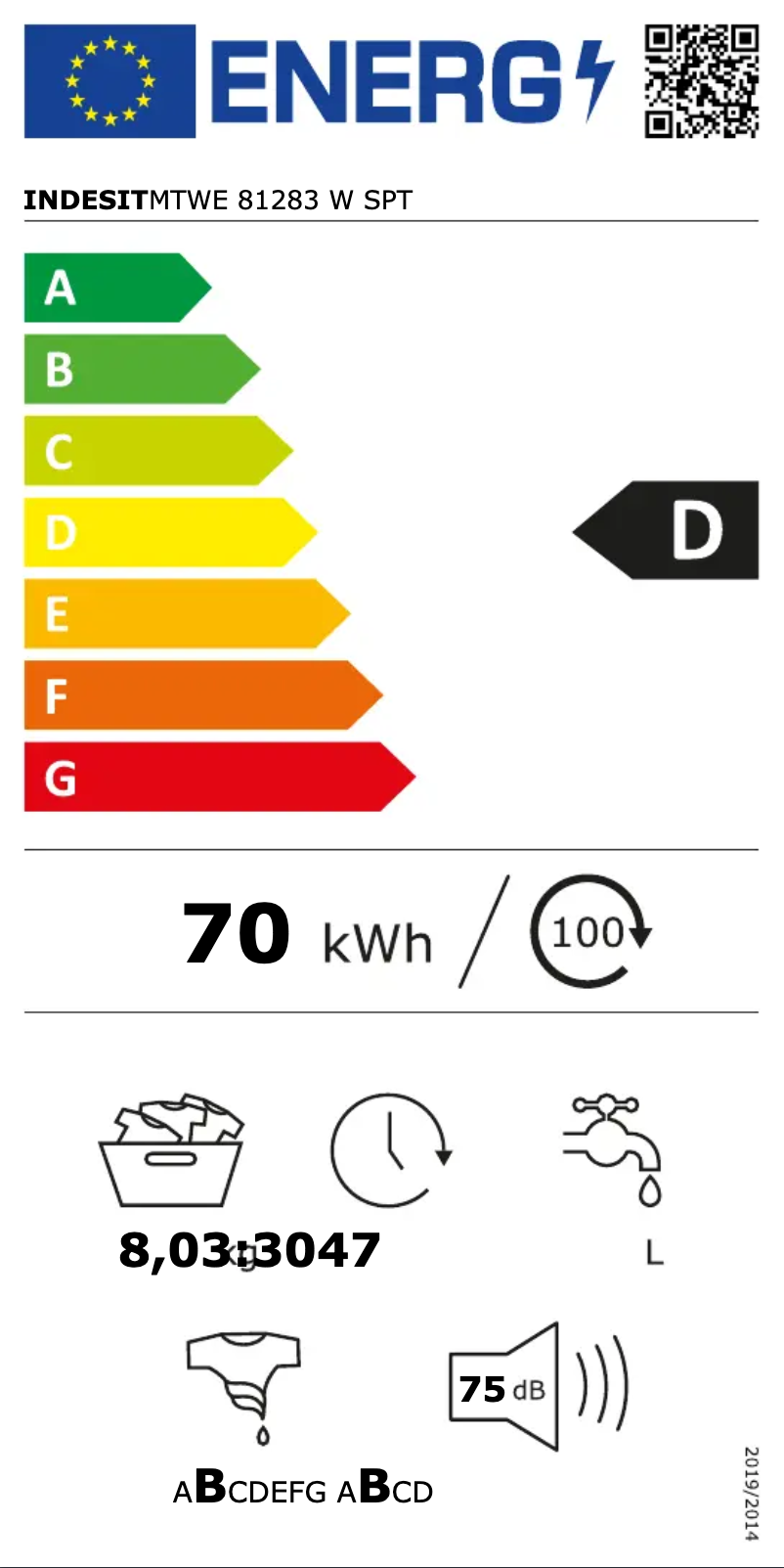 Page 1 de la notice Manuel utilisateur Indesit MTWE 81283 W SPT