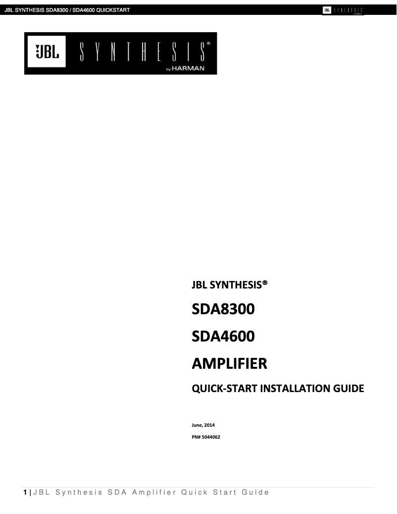 Page 1 de la notice Guide de démarrage rapide JBL Synthesis SDA4600