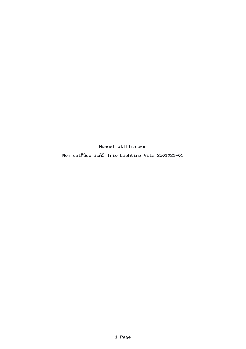 Page 1 de la notice Manuel utilisateur Trio Lighting Vita 2501021-01