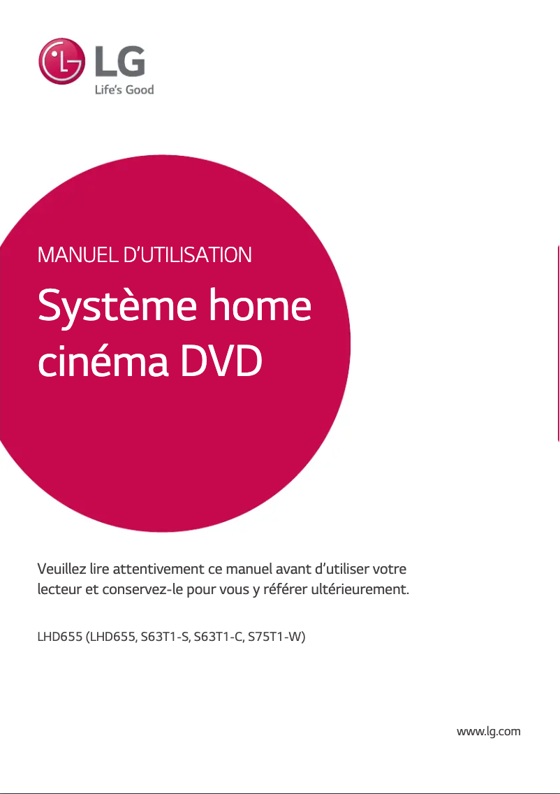 Page 1 de la notice Manuel utilisateur LG LHD655