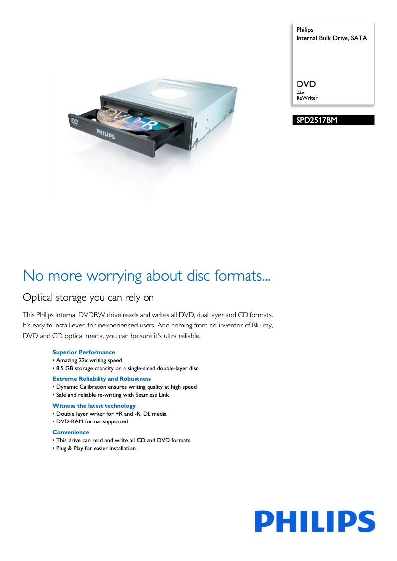 Page 1 of the manual Brochure Philips SPD2517BM