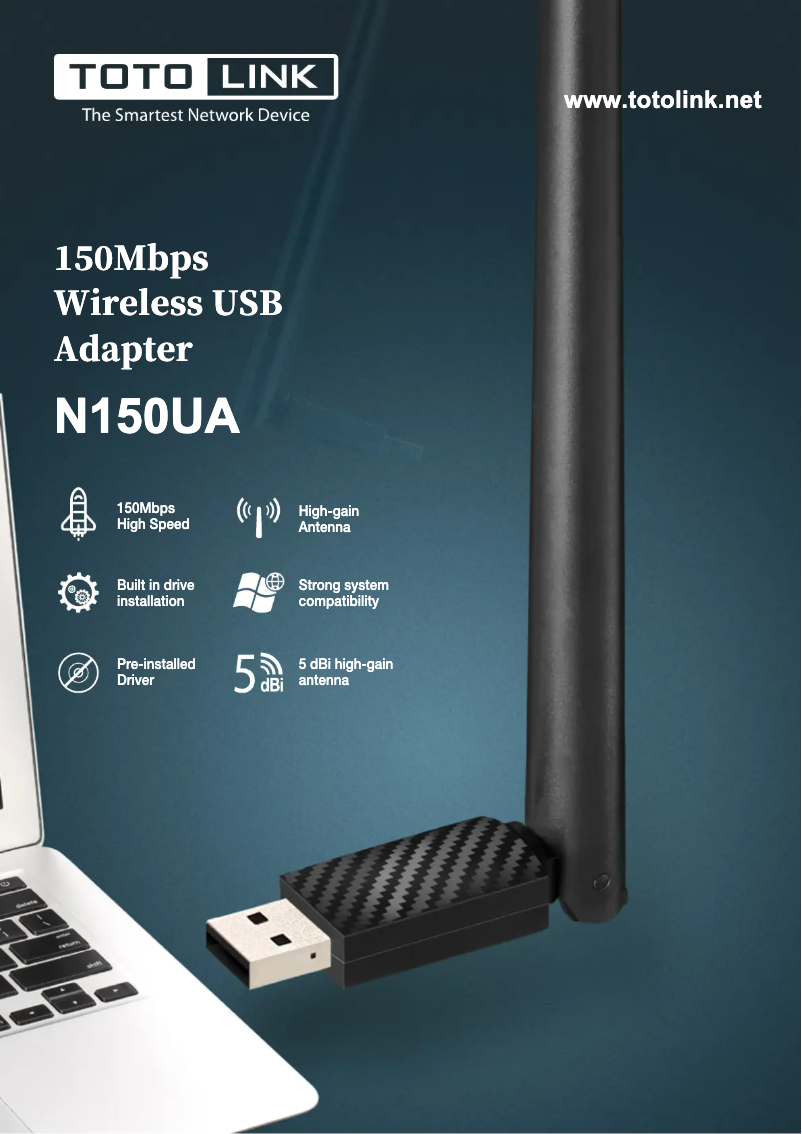 Page 1 de la notice Fiche technique Totolink N150UA