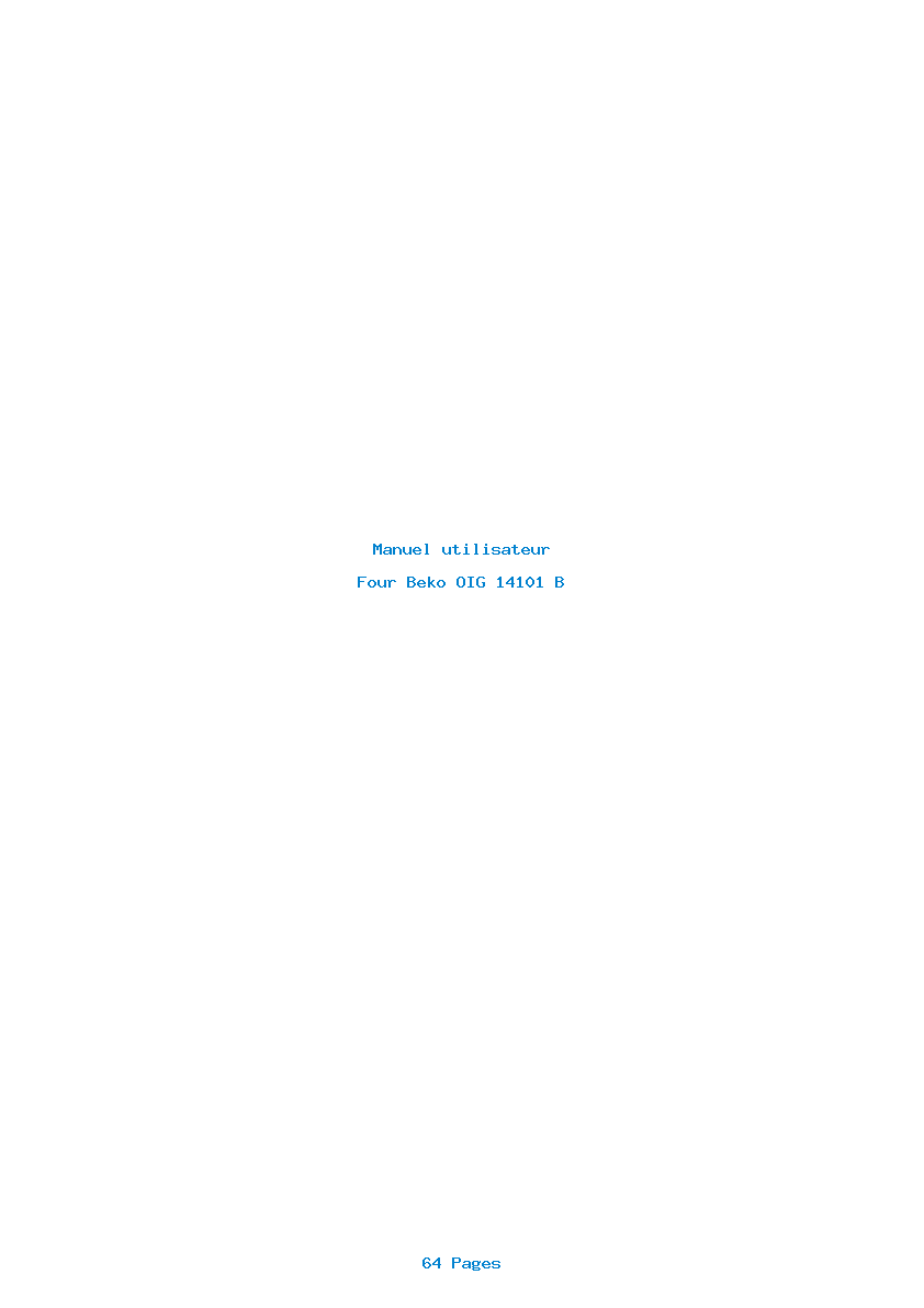 Page 1 de la notice Manuel utilisateur Beko OIG 14101 B