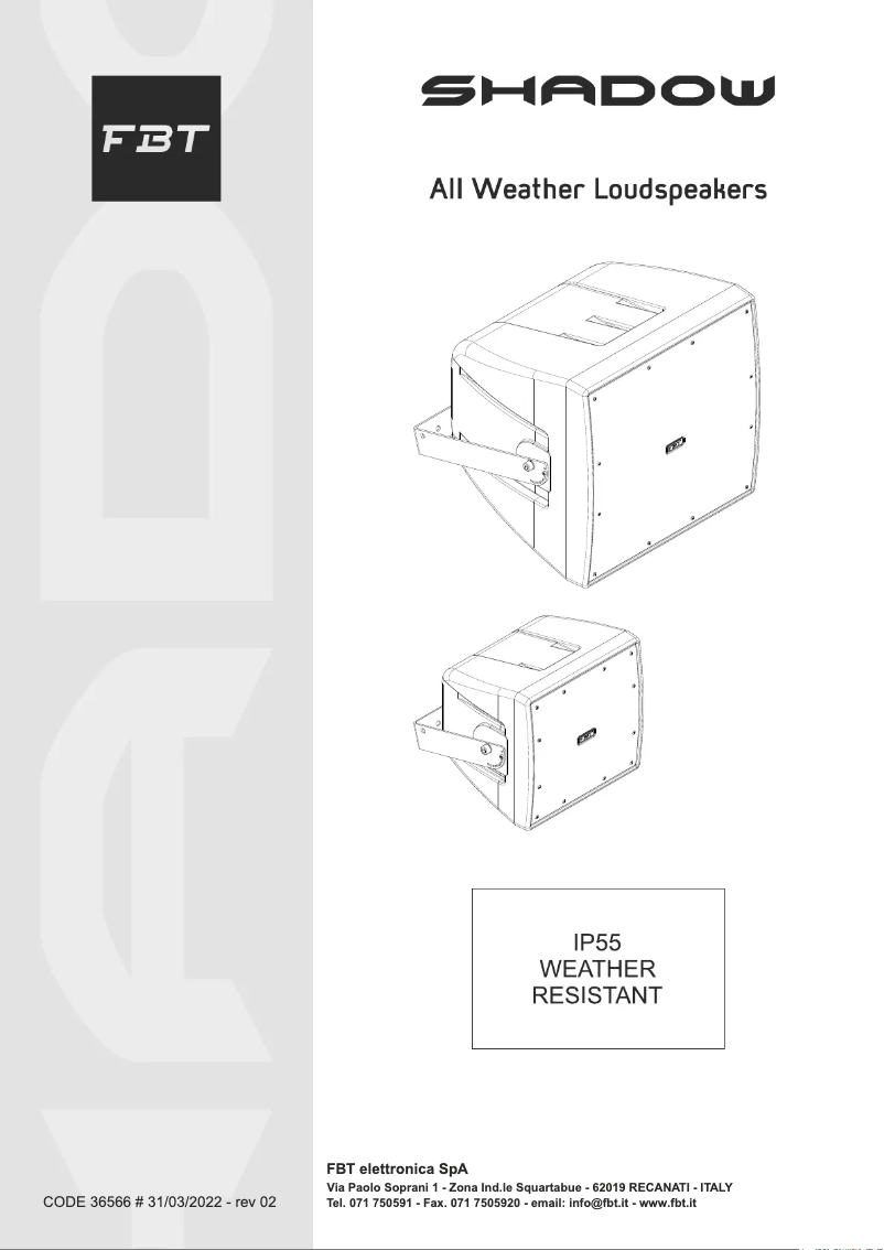 Page 1 de la notice Manuel utilisateur FBT Shadow 112CT