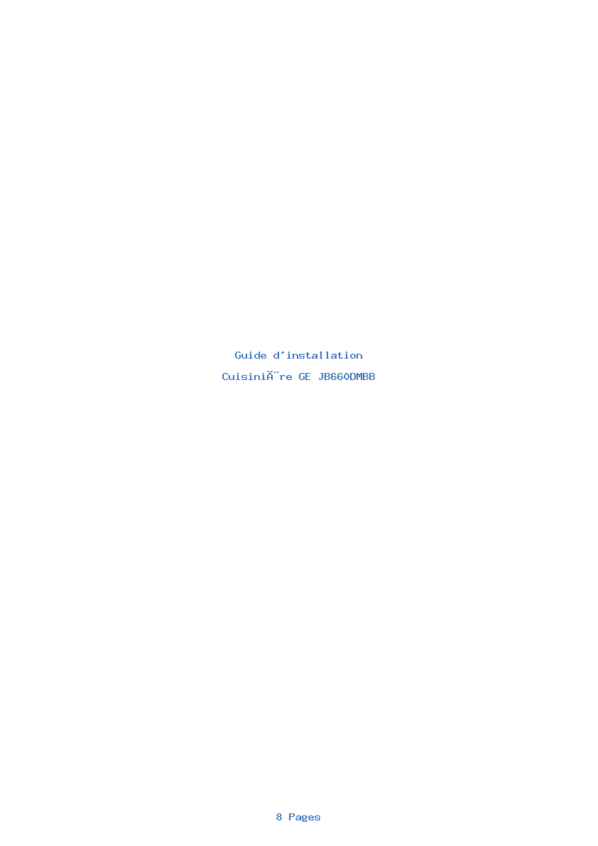 Page 1 de la notice Guide d'installation GE JB660DMBB