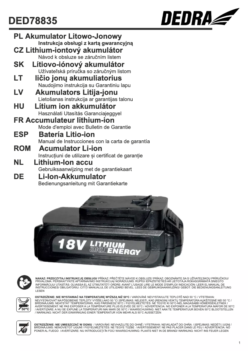 Page 1 de la notice Manuel utilisateur DEDRA DED78835