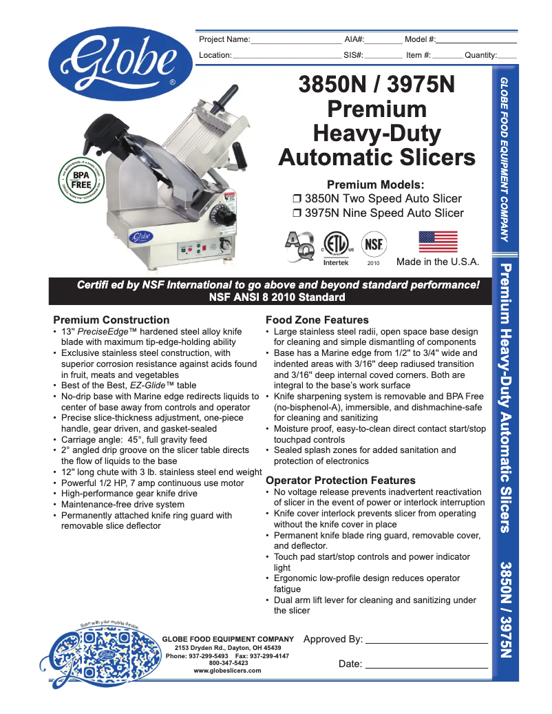 Page 1 de la notice Manuel utilisateur Globe 3975N