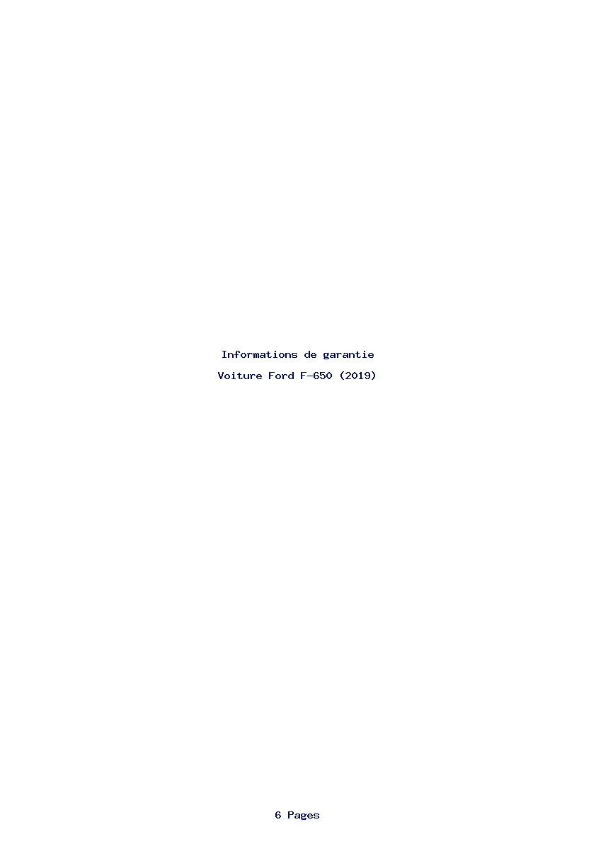 Page 1 de la notice Informations de garantie Ford F-650 (2019)