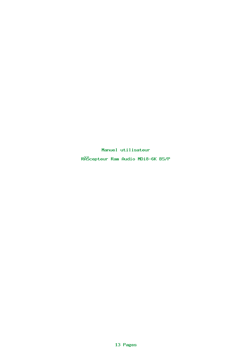 Page 1 de la notice Manuel utilisateur Ram Audio MDi8-6K BS/P