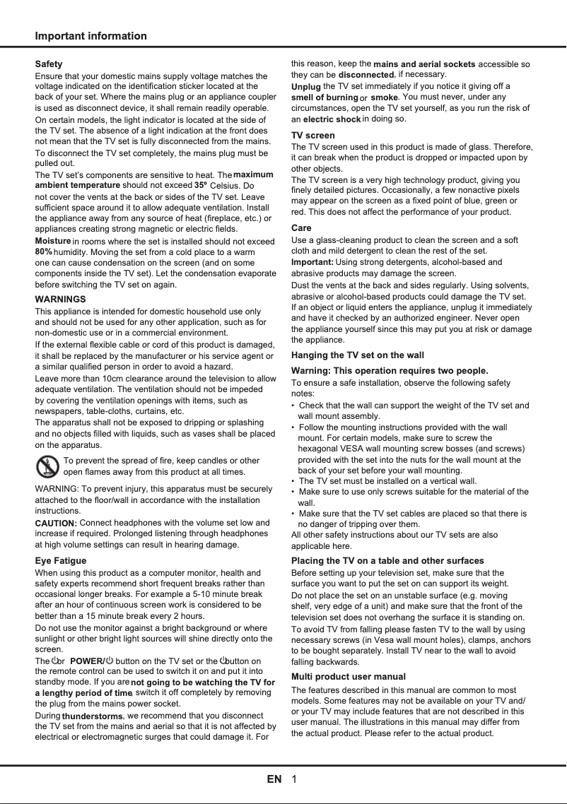 Page 1 de la notice Manuel utilisateur Thomson 40FW5553