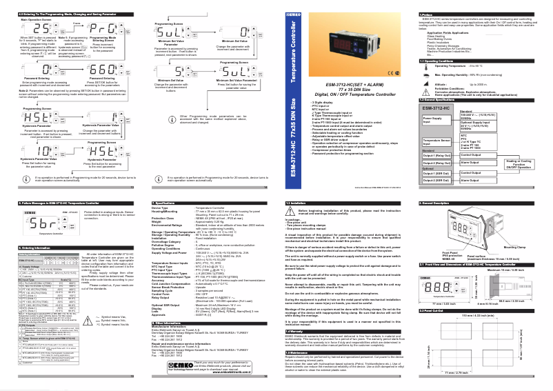 Page 1 de la notice Manuel utilisateur Emko ESM-3712-HC