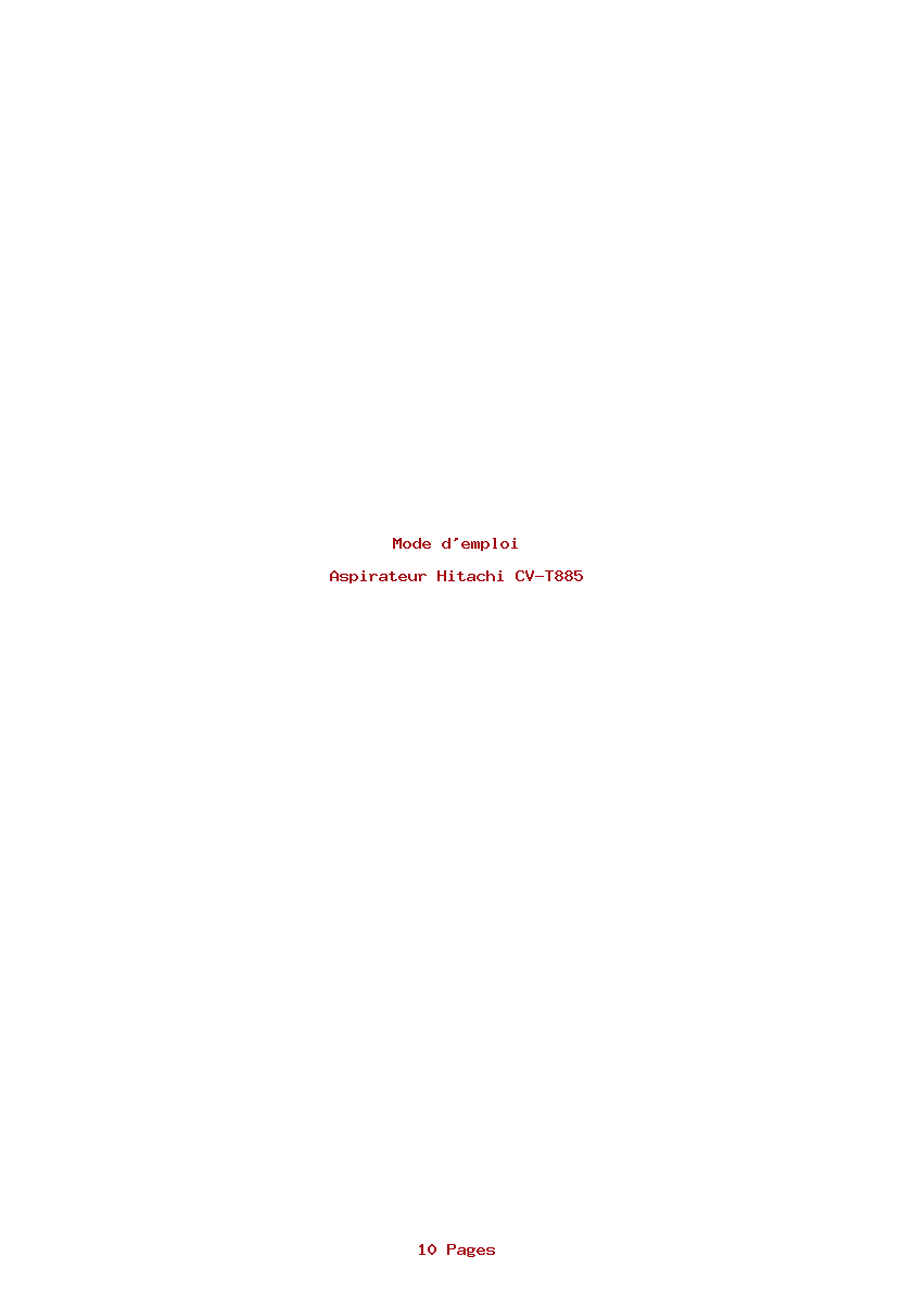 Image de la première page du manuel de l'appareil CV-T885