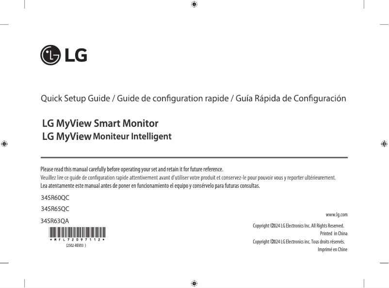 Page 1 of the manual User Manual LG MyView 34SR60QC