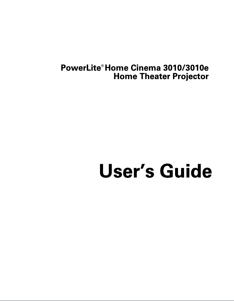 Page 1 of the manual User Manual Epson PowerLite Home Cinema 3010