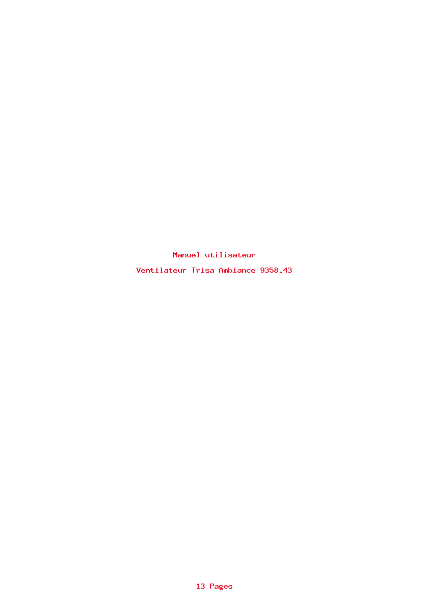 Page 1 de la notice Manuel utilisateur Trisa Ambiance 9358.43